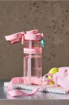 Бутилка зі соломинкою - пастельний рожевий