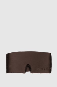 Коричневая маска для сна из шелка с узором
