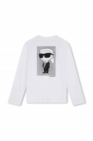 Хлопковый детский лонгслив Karl Lagerfeld цвет белый с принтом Z30243 Хлопковый детский лонгслив Karl Lagerfeld цвет белый с принтом Z30243