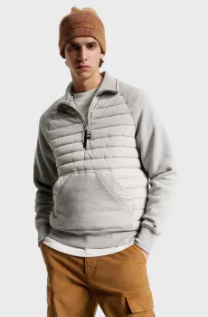 Мужская светло-серая спортивная кофта MIX MEDIA HALF ZIP Серый M Tommy Hilfiger MW0MW32683