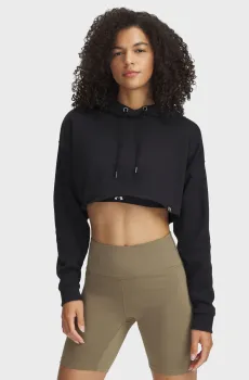 Женское черное худи UA Icon Terry Crop Hoodie Черный L Under Armour 1389640-001