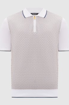 Белое поло с контрастным узором