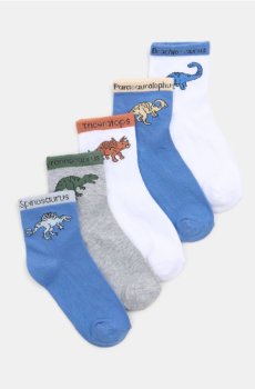 Шкарпетки з мотивом динозаврів, набір із 5 - light blue