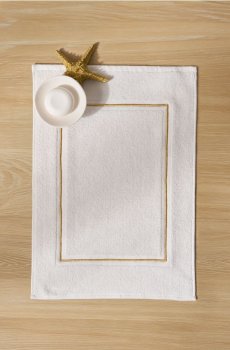 Килимок для ванної з золотими деталями - білий