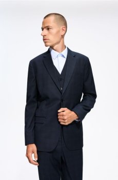 Reserved - Картатий блейзер slim fit - темно-синій - 902KD-59P