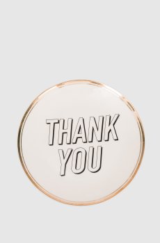 Белая фарфоровая тарелка для хлеба Thank You