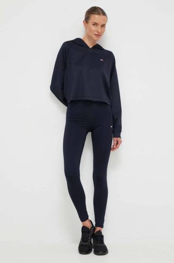 Кофта Tommy Hilfiger женская цвет синий с капюшоном однотонная Кофта Tommy Hilfiger женская цвет синий с капюшоном однотонная
