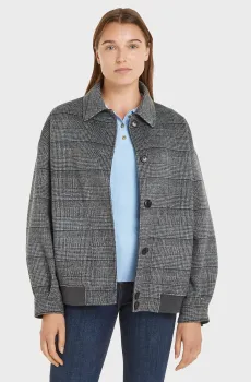 Женское серое шерстяное двустороннее пальто MD DF WOOL REVERSIBLE CHECK JKT Серый M-L Tommy Hilfiger WW0WW42333