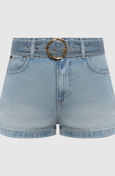 Голубые джинсовые шорты с поясом