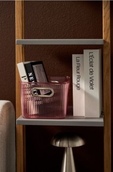 Рифлена коробка для зберігання з ручками - пастельний рожевий