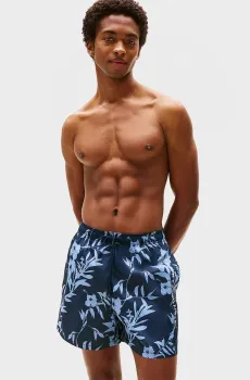 Мужские темно-синие плавательные шорты с узором Синий S Tommy Hilfiger UM0UM03266