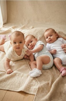 Бавовняне боді з квітковим візерунком 3 pack - блакитний