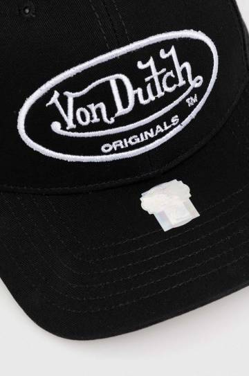 Хлопковая кепка Von Dutch цвет чёрный с аппликацией Хлопковая кепка Von Dutch цвет чёрный с аппликацией
