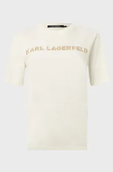 Женская бежевая футболка EMBROIDERY DETAIL Бежевый XL Karl Lagerfeld B2W17016