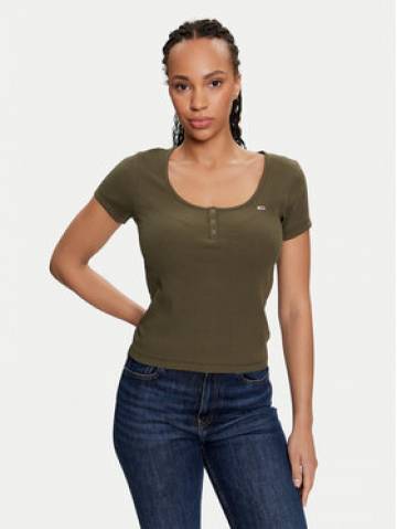 Tommy Jeans Футболка Henley DW0DW18669 Хакі Slim Fit Tommy Jeans Футболка Henley DW0DW18669 Хакі Slim Fit