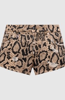 Бежевые джинсовые шорты в принт