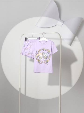 Піжамний комплект із двох предметів Hello Kitty - Фіолетовий Піжамний комплект із двох предметів Hello Kitty - Фіолетовий