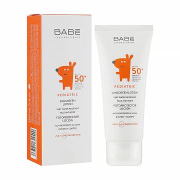 Детский солнцезащитный лосьон для лица и тела BABE Laboratorios SPF 50+, водостойкий, 100 мл