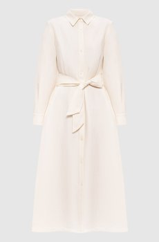 Платье-рубашка цвета айвори с леном
