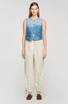 Женский голубой джинсовый жилет Голубой 34 Sandro SFPVE01280_Blue Jean