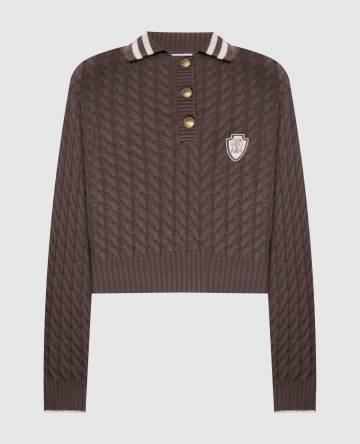 Коричневый свитер из кашемира с эмблемой Коричневый свитер из кашемира с эмблемой