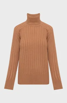 Женский коричневый шерстяной гольф RIBBED TURTLENECK Коричневый XS Gant 4805397