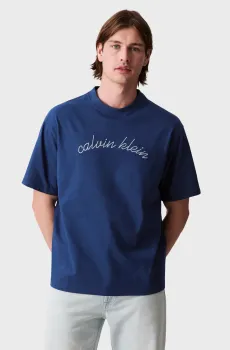 Мужская синяя футболка CENTER CHAIN STITCH Синий M Calvin Klein Jeans LV04RC225G