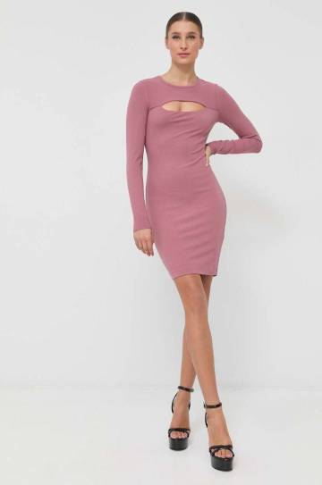 Платье Guess цвет розовый mini облегающее Платье Guess цвет розовый mini облегающее