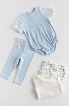 Reserved - Боді з ефектними рукавами - блідо-блакитний - 630IM-05X