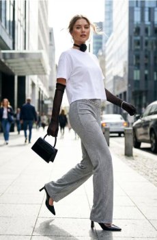 Штани wide leg - срібний