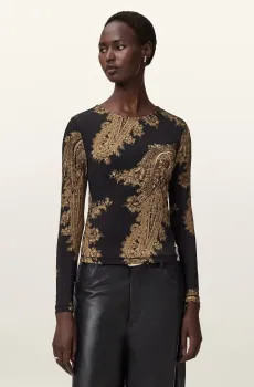 Женский черный лонгслив с узором KATLYN Черный 8 AllSaints W142JD