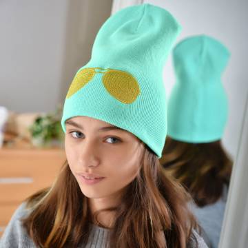 Шапки Lemanta Шапка для дівчаток колір мята (очки золото) Шапки Lemanta Шапка для дівчаток колір мята (очки золото)