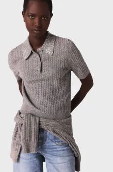 Женское серое шерстяное поло Серый 40 MAJE MFPPU00932_Grey