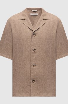 Коричневая рубашка из льна