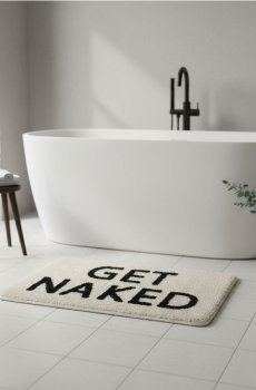 Килимок для ванної з написом GET NAKED - нюдовий