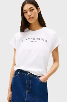Женская белая футболка MDRN CAP Белый XS Tommy Hilfiger WW0WW46113