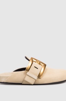 Бежевые мюли замшевые PB