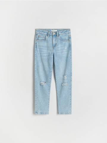 Reserved - Джинси mom fit із потертостями - синій - 722CV-05J Reserved - Джинси mom fit із потертостями - синій - 722CV-05J