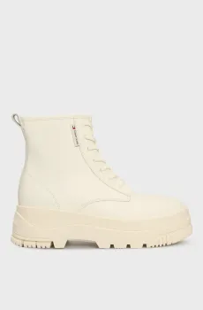 Женские белые кожаные ботинки TJW LACE UP FLATFORM BOOT Белый 39 Tommy Jeans EN0EN02665