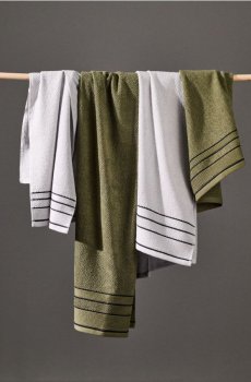 Бавовняний рушник у смужку - сірий