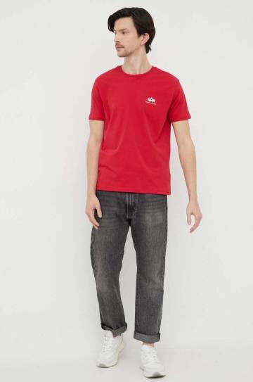 Хлопковая футболка Alpha Industries цвет красный с принтом 188505.328-SpeedRed Хлопковая футболка Alpha Industries цвет красный с принтом 188505.328-SpeedRed
