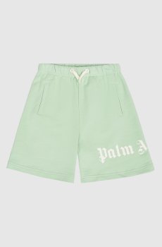 Детские зеленые шорты с принтом логотипа