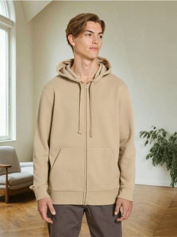 Розпірна толстовка з капюшоном та кишенями - бежевий