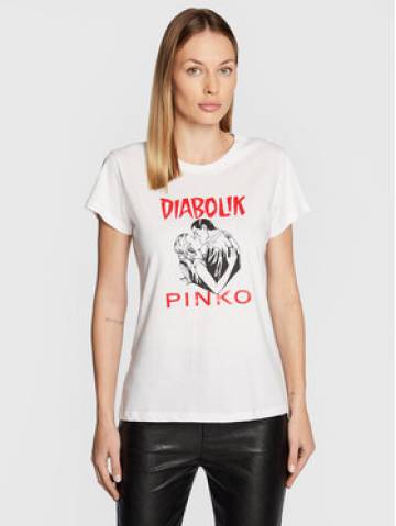 Pinko Футболка DIABOLIK Fabiana 1L1098 Y5SN Білий Regular Fit Pinko Футболка DIABOLIK Fabiana 1L1098 Y5SN Білий Regular Fit