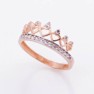 Золотое кольцо "Корона" с фианитами к04988 Золотое кольцо "Корона" с фианитами к04988