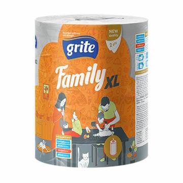 Бумажные полотенца Grite Family Jumbo XL 2-слойные, 250 отрывов, 1 рулон Бумажные полотенца Grite Family Jumbo XL 2-слойные, 250 отрывов, 1 рулон