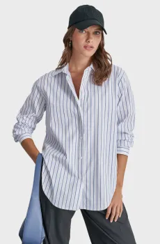 Женская белая рубашка в полоску Белый S DKNY D2G4A169