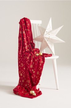 Плед з різдвяним принтом - червоний