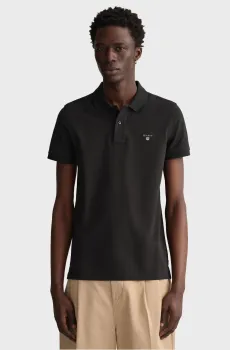 Мужское черное поло ORIGINAL SLIM PIQUE Черный XXL Gant 2202
