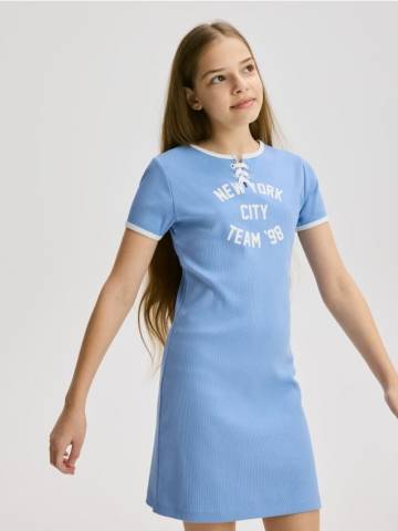 Reserved - Сукня в рубчик з високим вмістом бавовни - синій - 582EX-55X